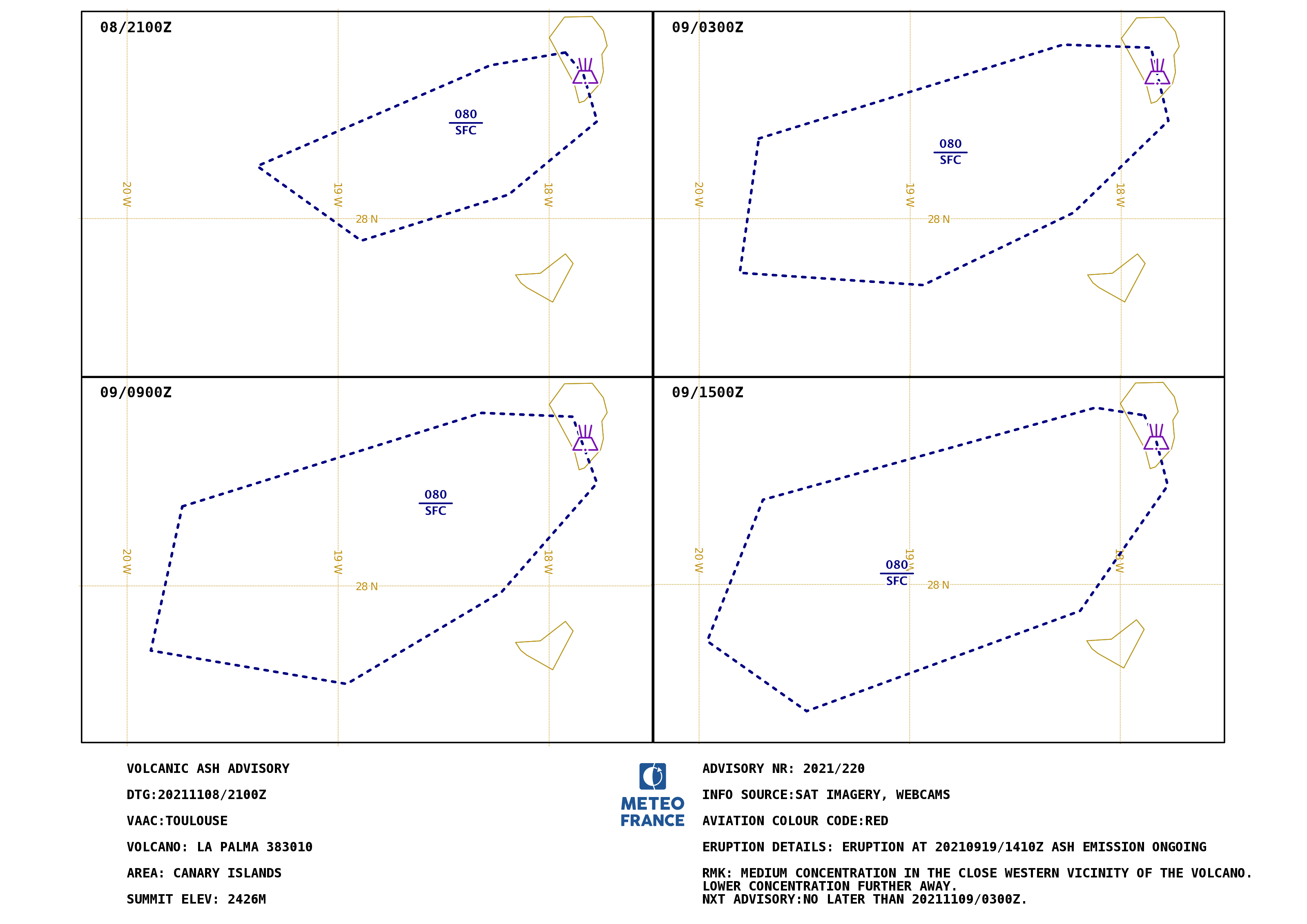 LA PALMA - 2021-11-08 21:00 utc · VAAC Toulouse