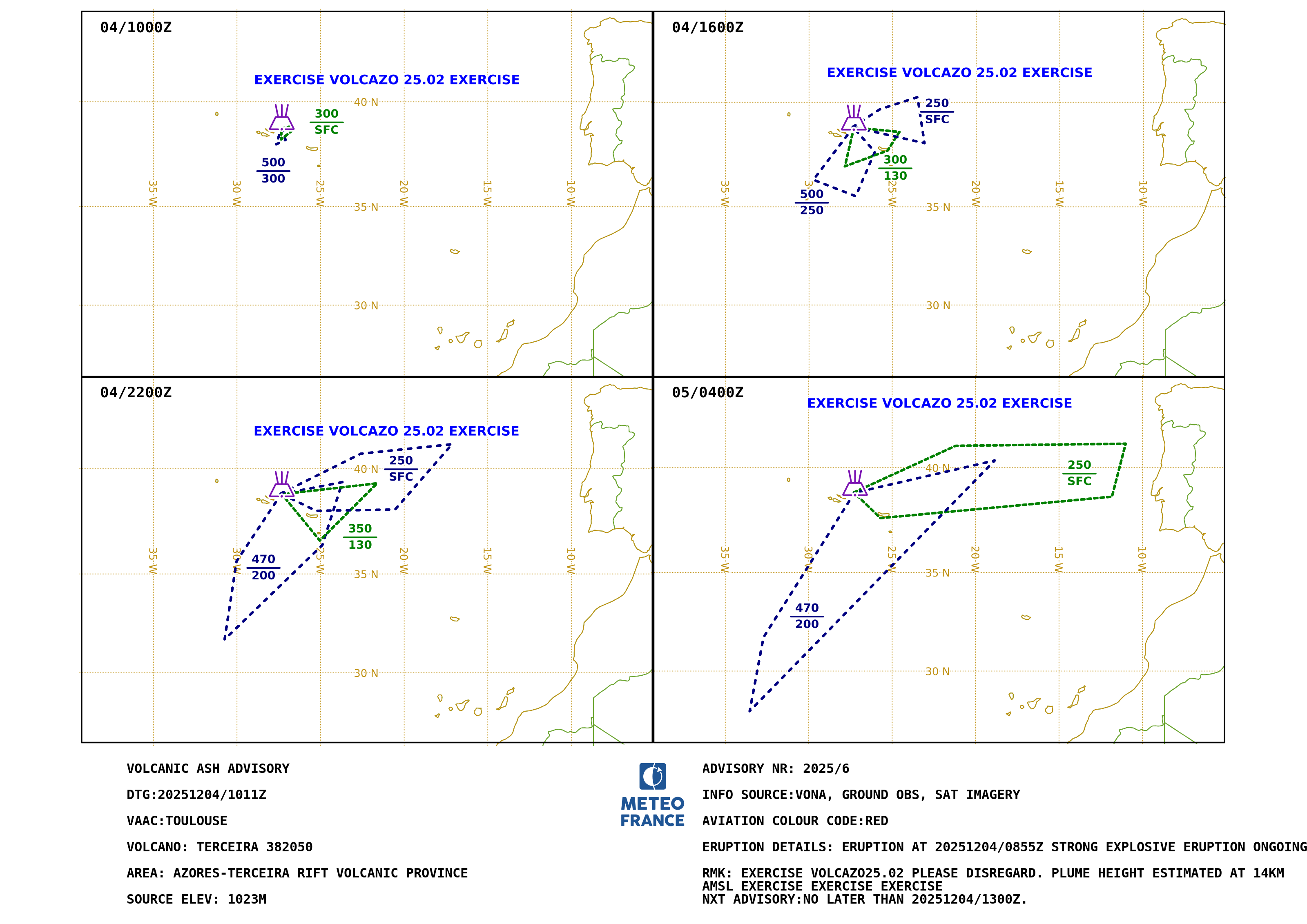TERCEIRA.6 - 2025-12-04 10:11 utc · VAAC Toulouse